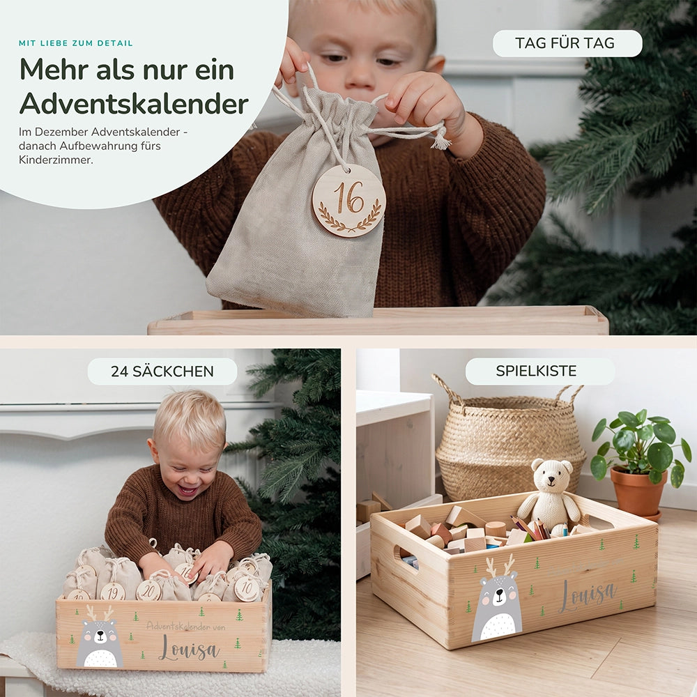 Personalisierter Adventskalender zum Befüllen - Rentier Boho