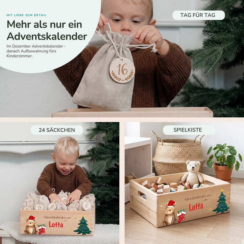Personalisierter Adventskalender zum Befüllen - Weihnachtsbär