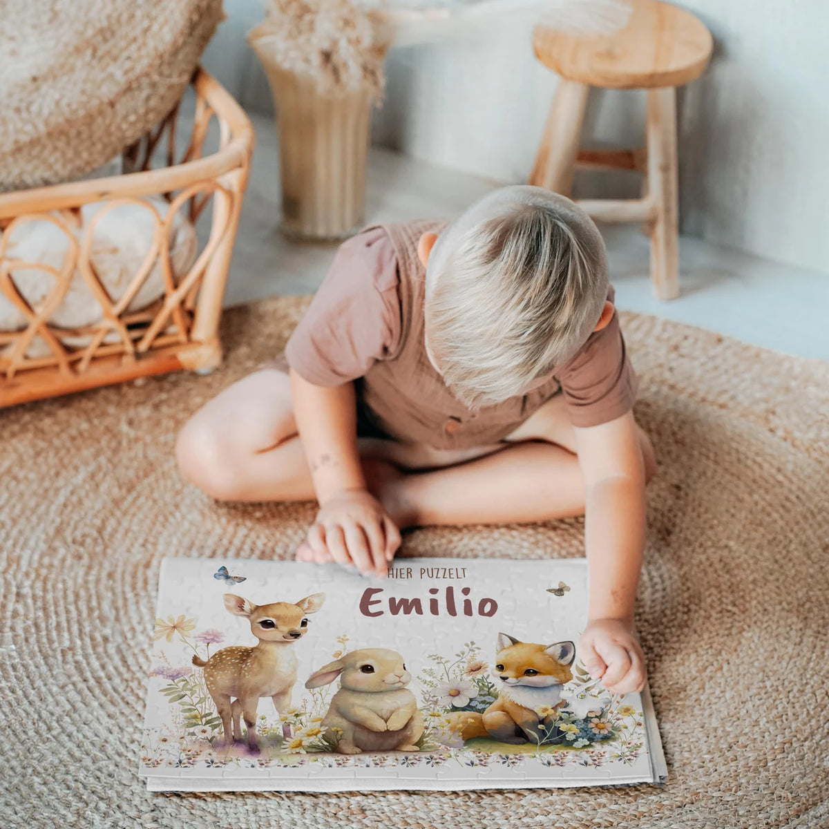 Kinderpuzzle personalisiert mit Namen - Waldtiere