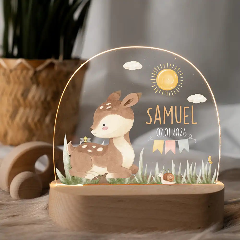 Nachtlicht Kinder personalisiert - Niedliches Wald-Reh