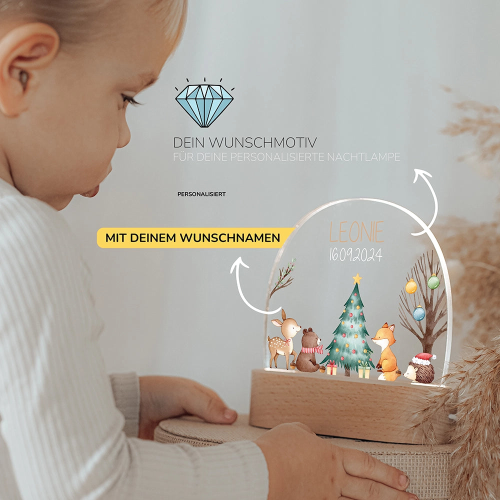 Kleinkind mit Nachtlicht Fuchs mit Wunschnamen – Babygeschenk personalisiert