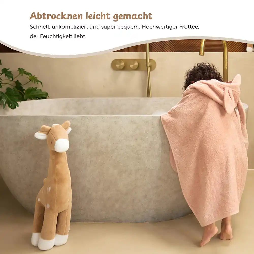 Kapuzenhandtuch Baby personalisiert – Nougat, kuscheliges Frottee mit Kapuze, handtuch nach dem Baden für Babys