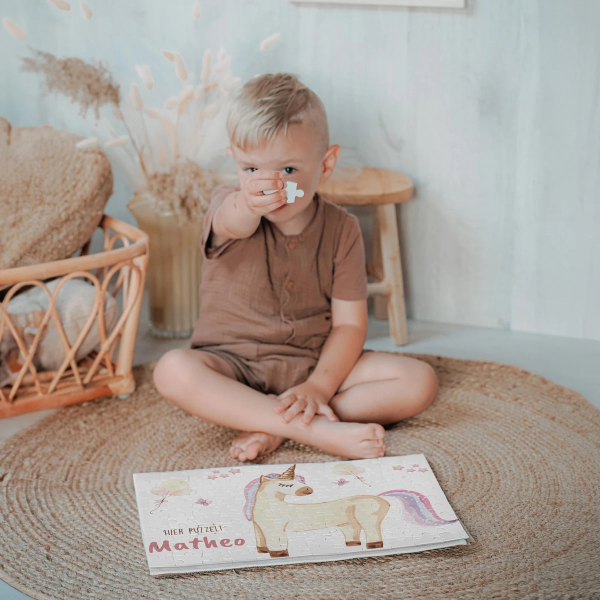 Kinderpuzzle personalisiert mit Namen - Einhorn