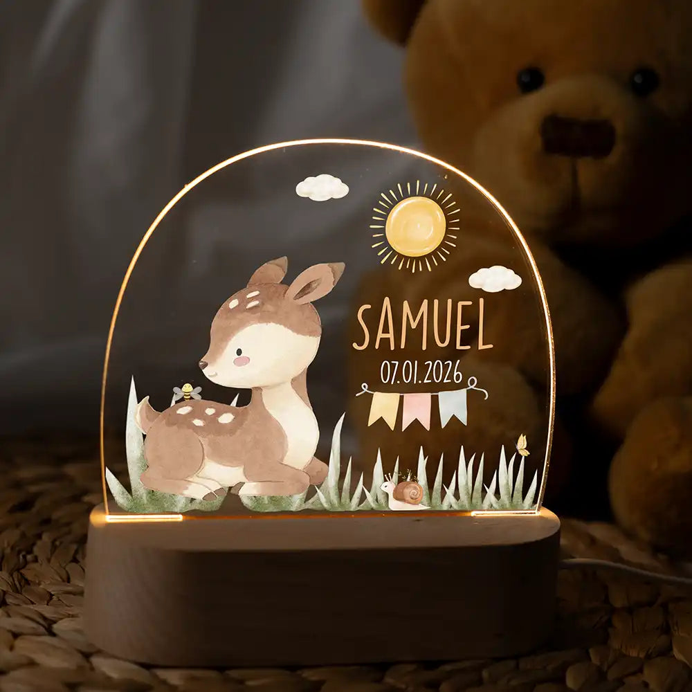 Nachtlicht Kinder personalisiert - Niedliches Wald-Reh