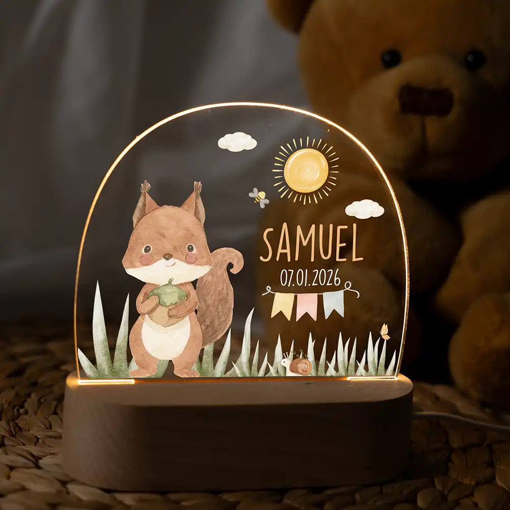 Nachtlicht Kinder personalisiert - Zauberhaftes Eichhörnchen