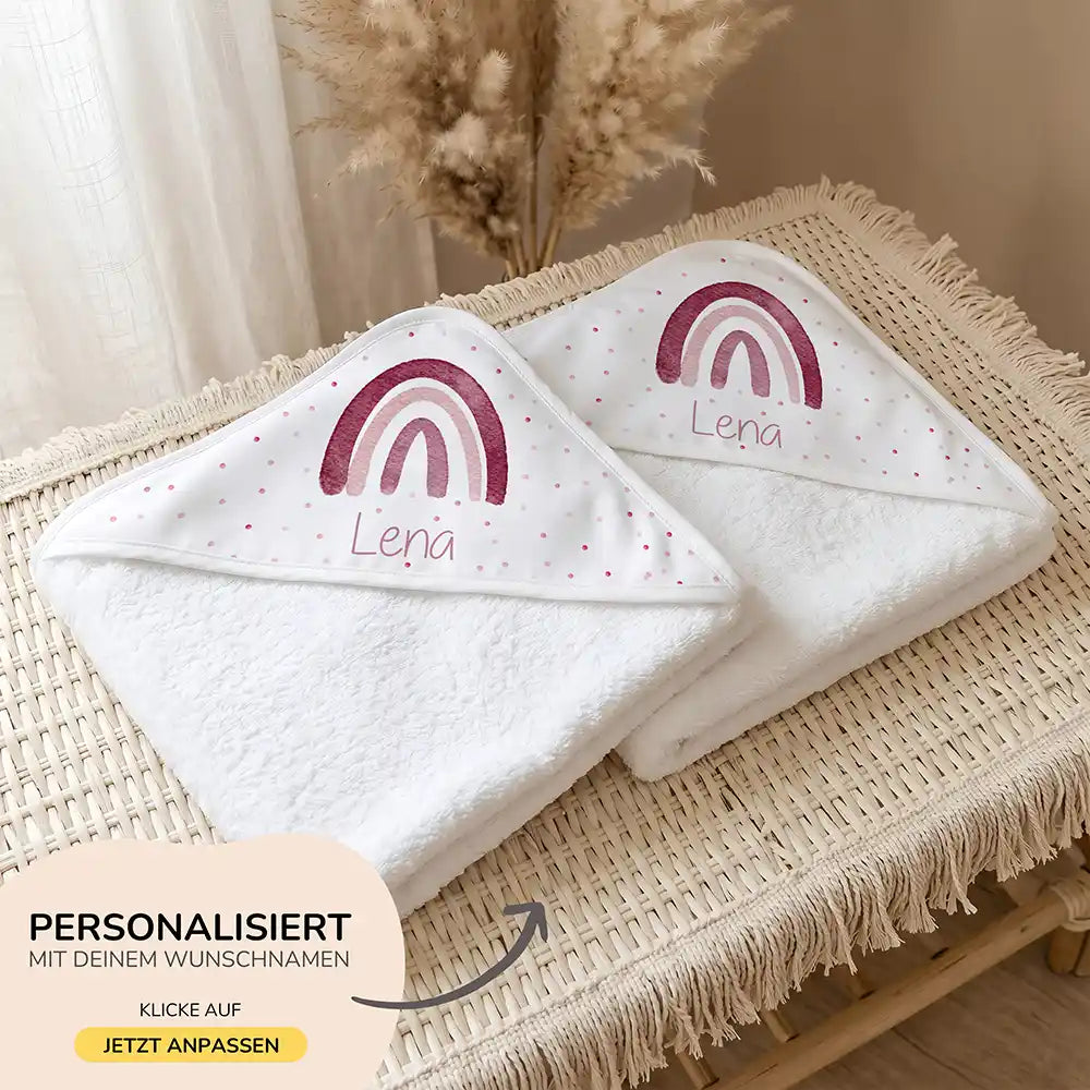 Personalisiertes Kapuzenhandtuch Baby Boho-Regenbogen â 500 g/qm Baumwoll-Frottee Detail
