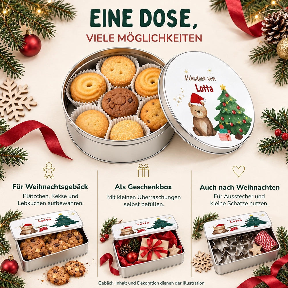 Keksdose aus Metall personalisiert - Weihnachtsbär