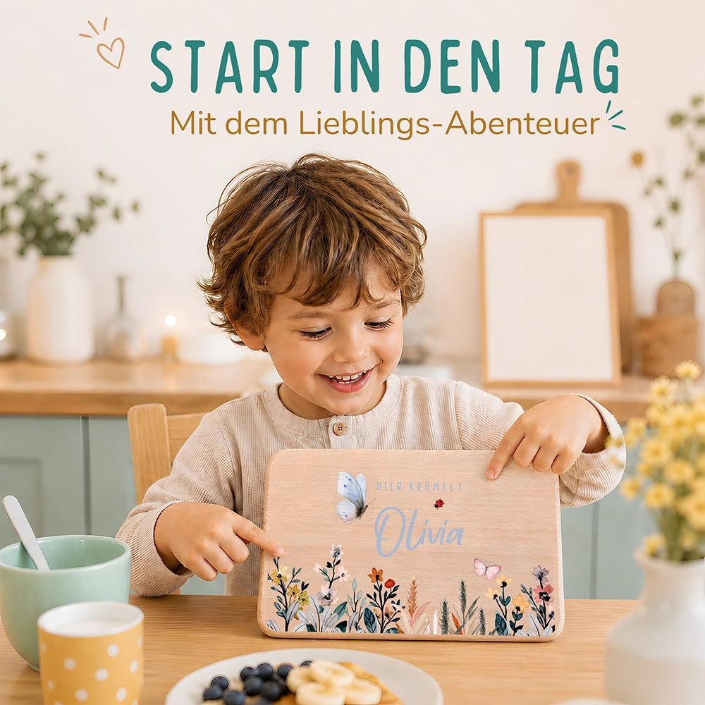 Frühstücksbrettchen Holz personalisiert - Flora