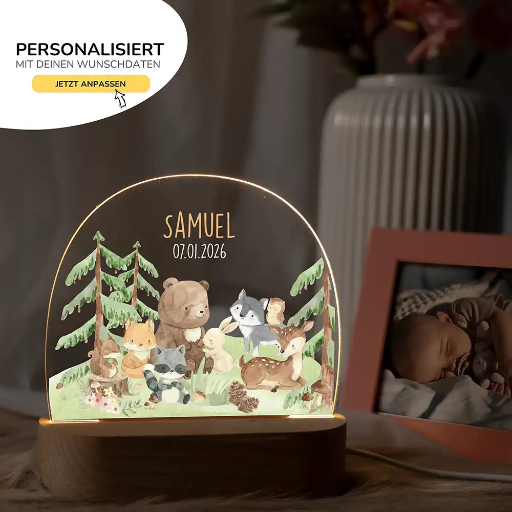 Nachtlicht Kinder personalisiert - Süße Tierfreunde