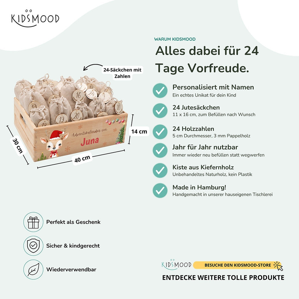 Personalisierter Adventskalender zum Befüllen - Baby Reh