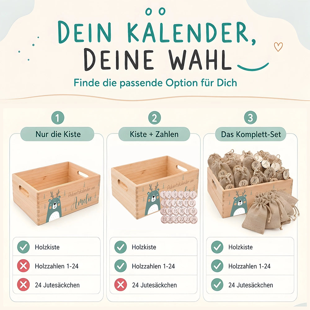 Personalisierter Adventskalender zum Befüllen - Boho Reh