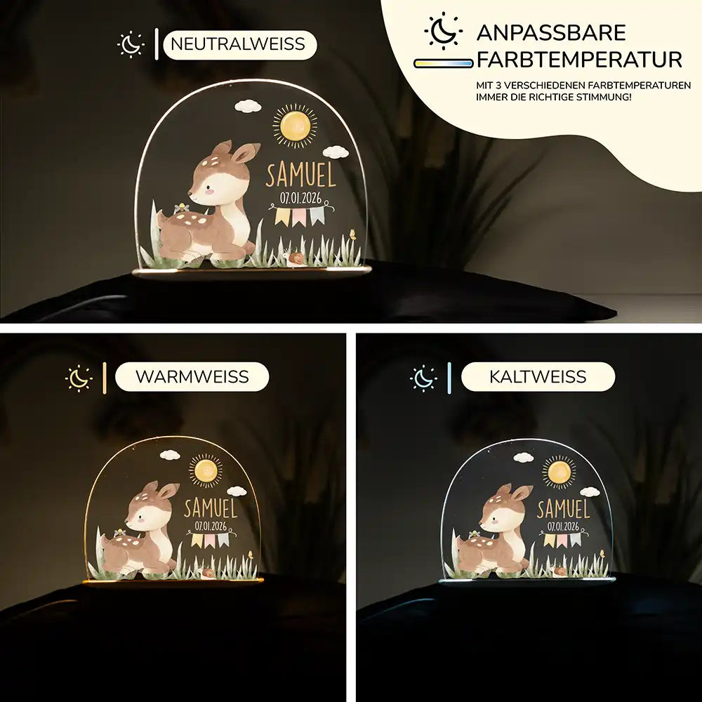 Nachtlicht Kinder personalisiert - Niedliches Wald-Reh