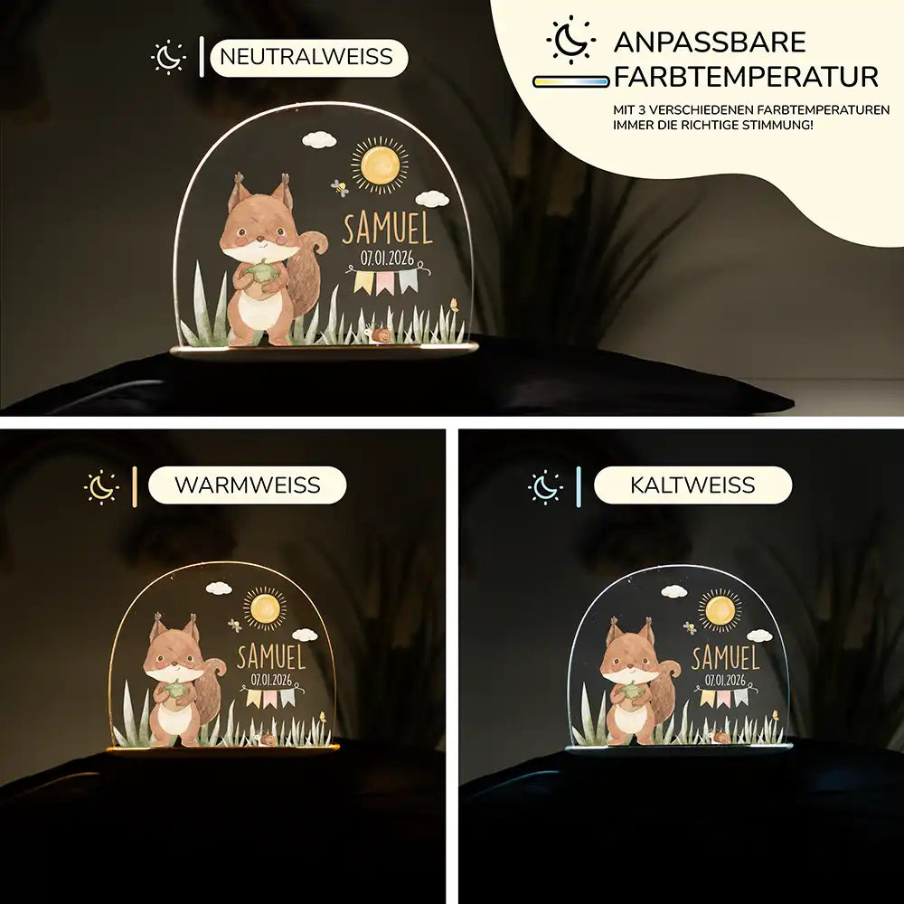 Nachtlicht Kinder personalisiert - Zauberhaftes Eichhörnchen