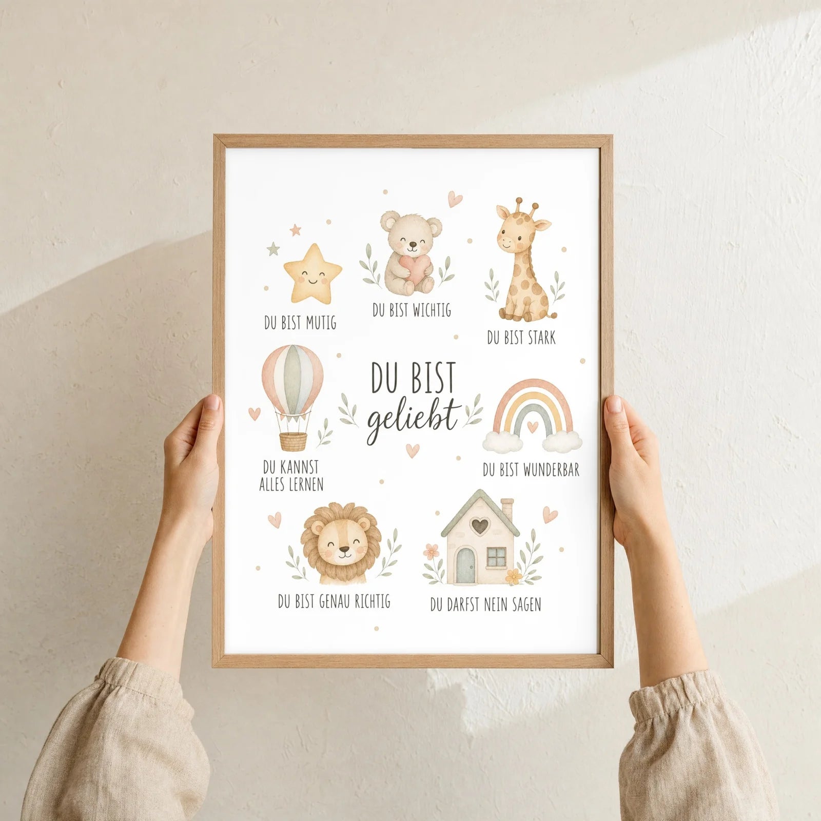 Affirmationsposter Kinderzimmer Collage Du bist geliebt, Format 30 x 40 cm, Rahmen optional
