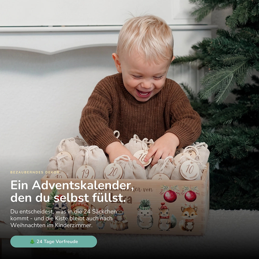 Personalisierter Adventskalender zum Befüllen - Weihnachten Tiere
