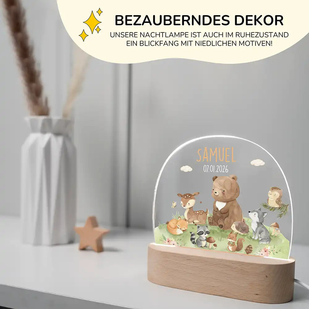Nachtlicht Kinder personalisiert - Glückliche Waldfreunde