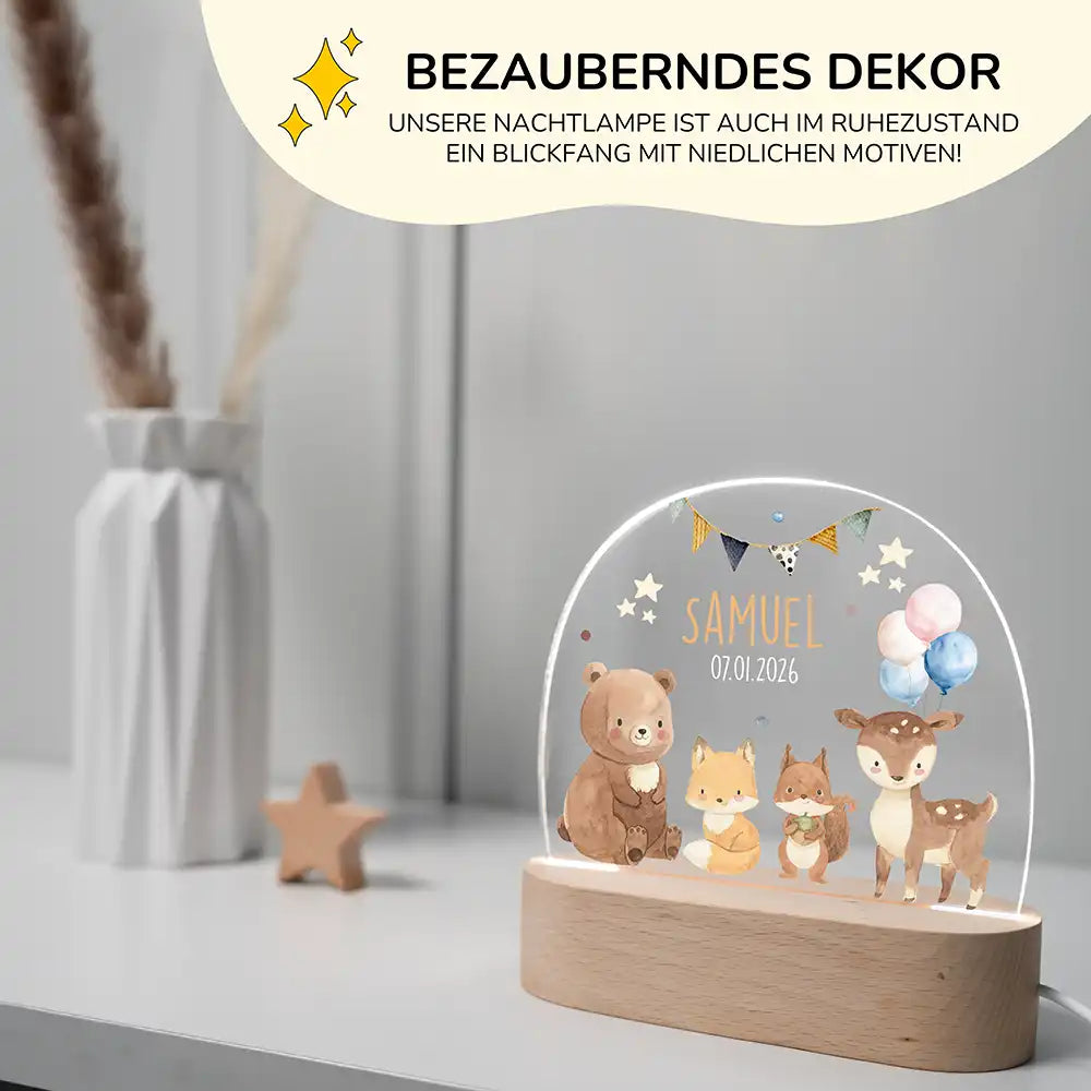 Nachtlicht Kinder personalisiert - Herzliche Tierfreunde