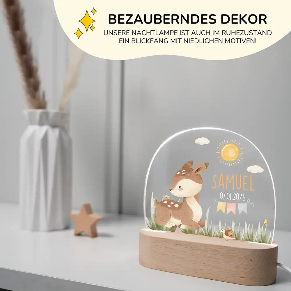 Nachtlicht Kinder personalisiert - Niedliches Wald-Reh