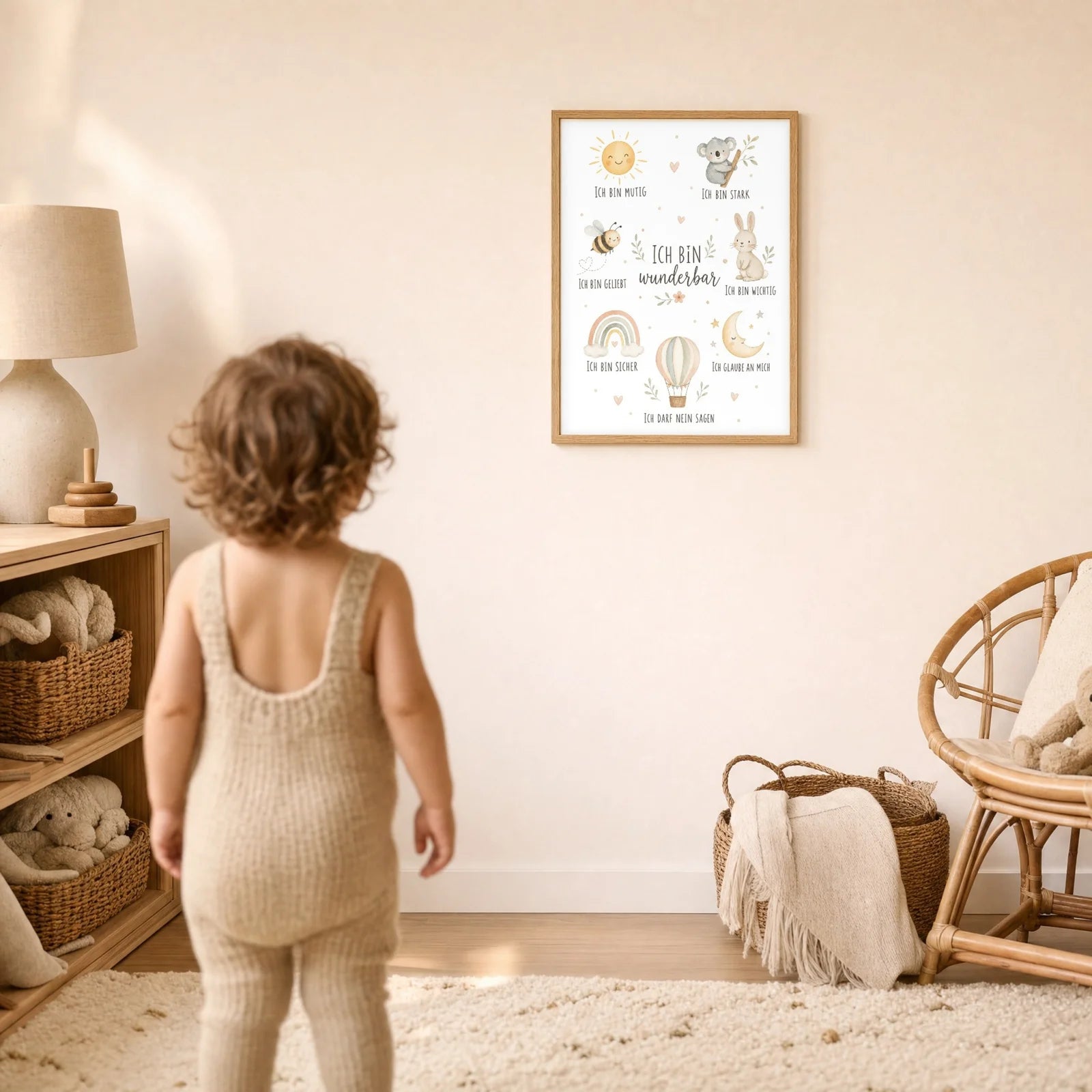 Affirmationsposter Kinderzimmer Collage Ich bin wunderbar, im Detail auf 300 g Papier