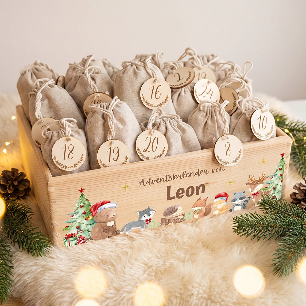 Personalisierter Adventskalender zum Befüllen - Niedliche Waldtiere