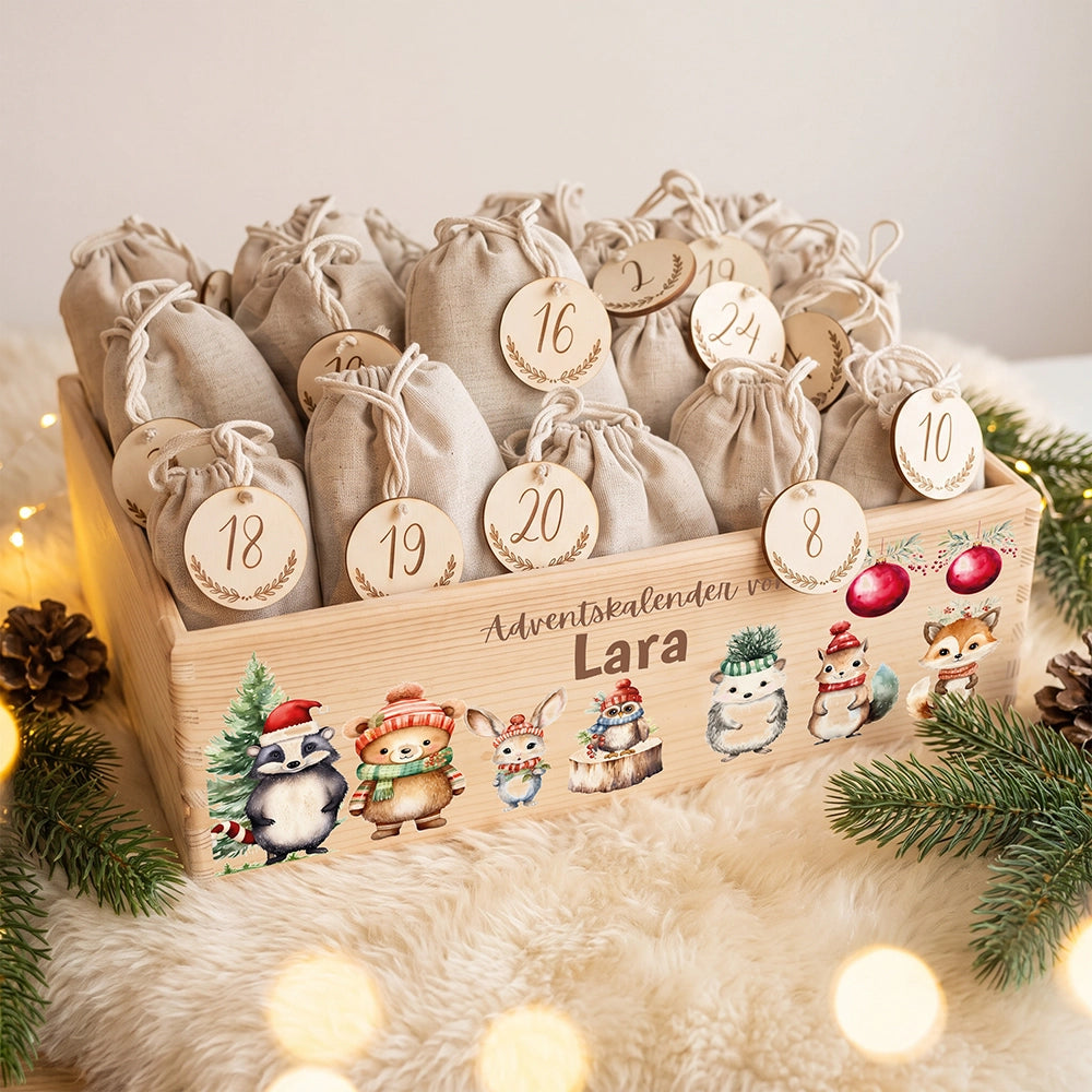 Personalisierter Adventskalender zum Befüllen - Weihnachten Tiere
