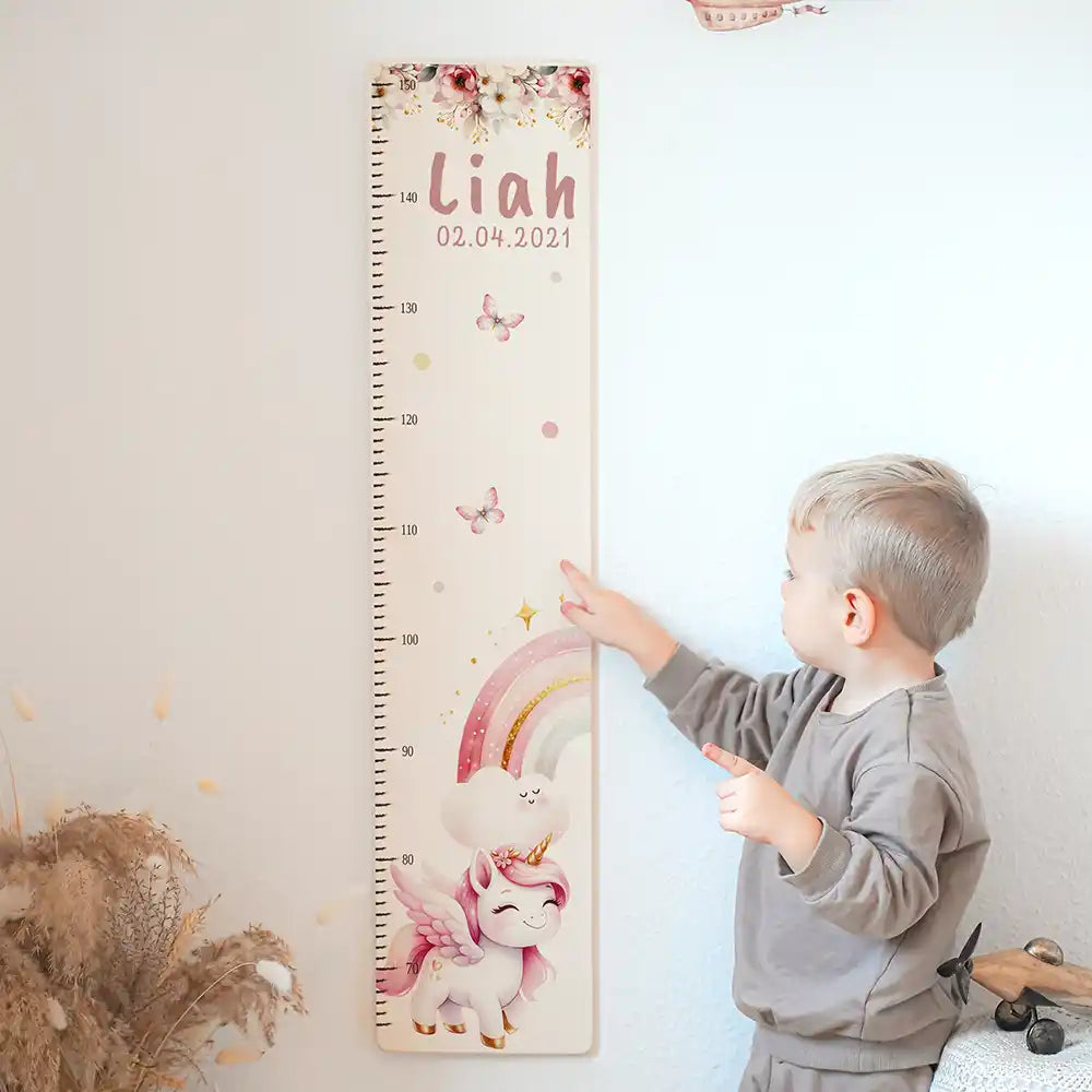 Messlatte Kinder Holz & Aluverbund - Einhorn