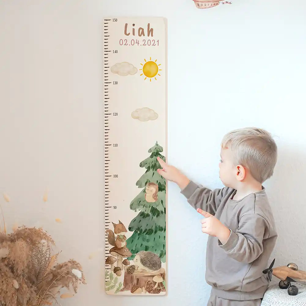 Messlatte Kinder Holz & Aluverbund - Waldtiere