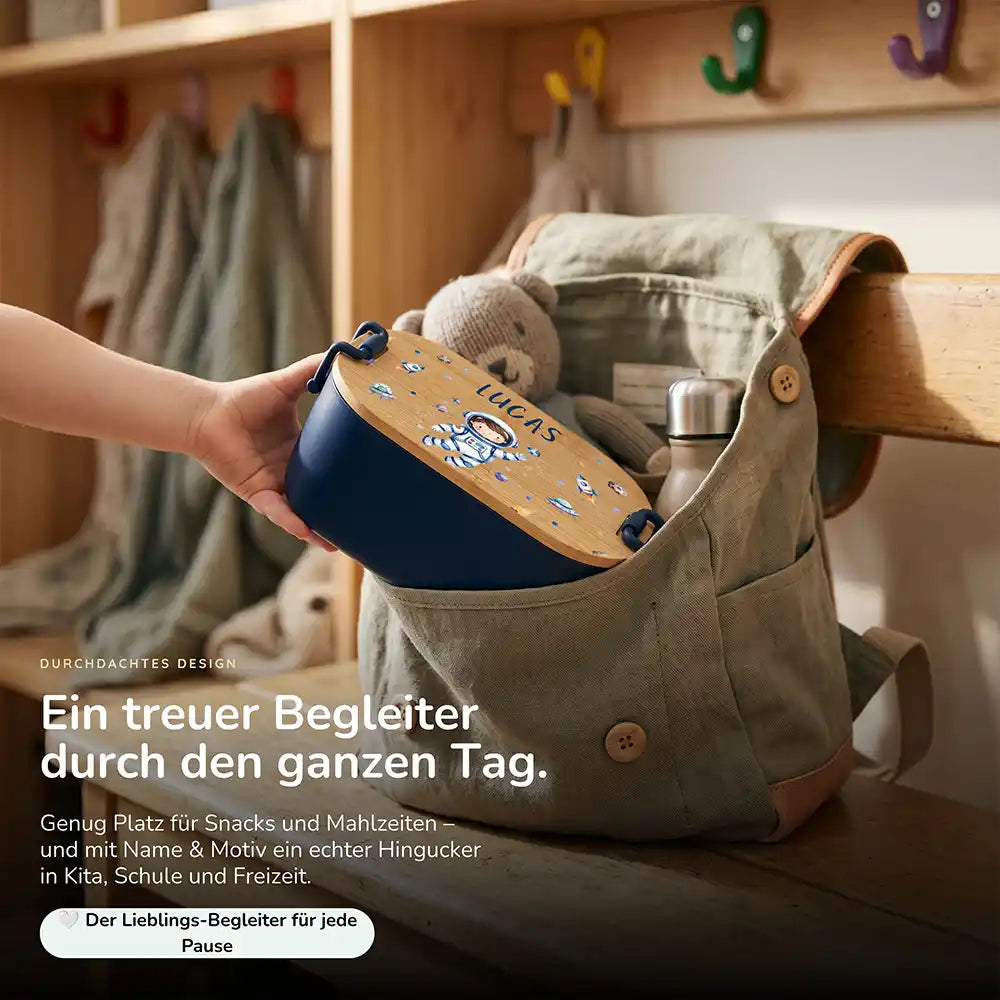 Brotdose Kinder personalisiert Astronaut, Lunchbox mit Snacks und Obst