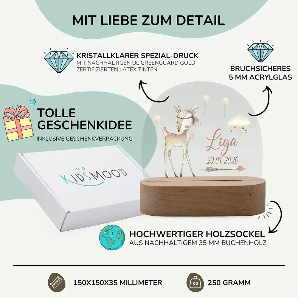 Kinderzimmer Bundle Tonieregal und Nachtlicht - Niedliches Reh