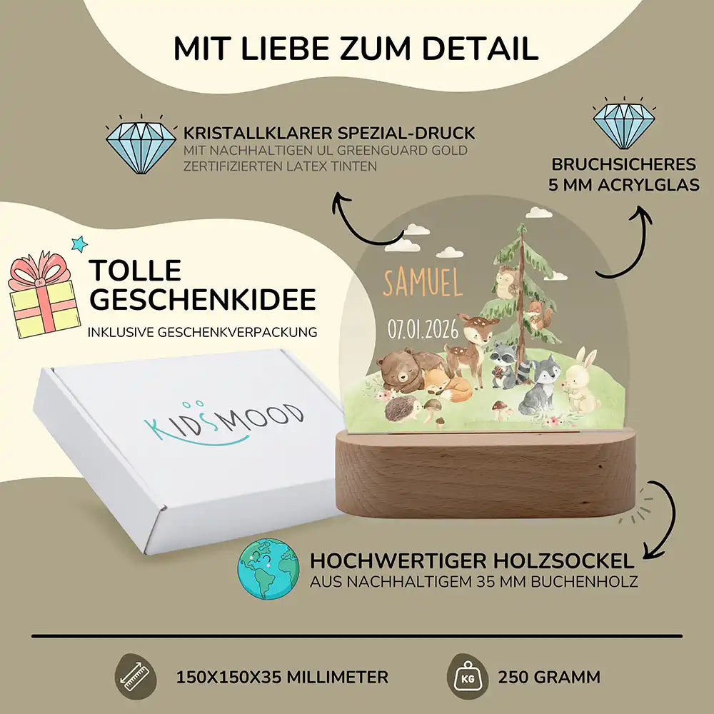 Nachtlicht Kinder personalisiert - Kleine Waldwunder