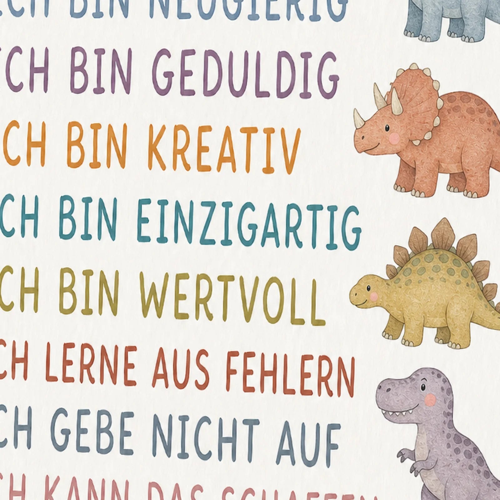 Affirmationsposter Kinderzimmer Dinos, als Wandbild im Format 30 x 40 cm