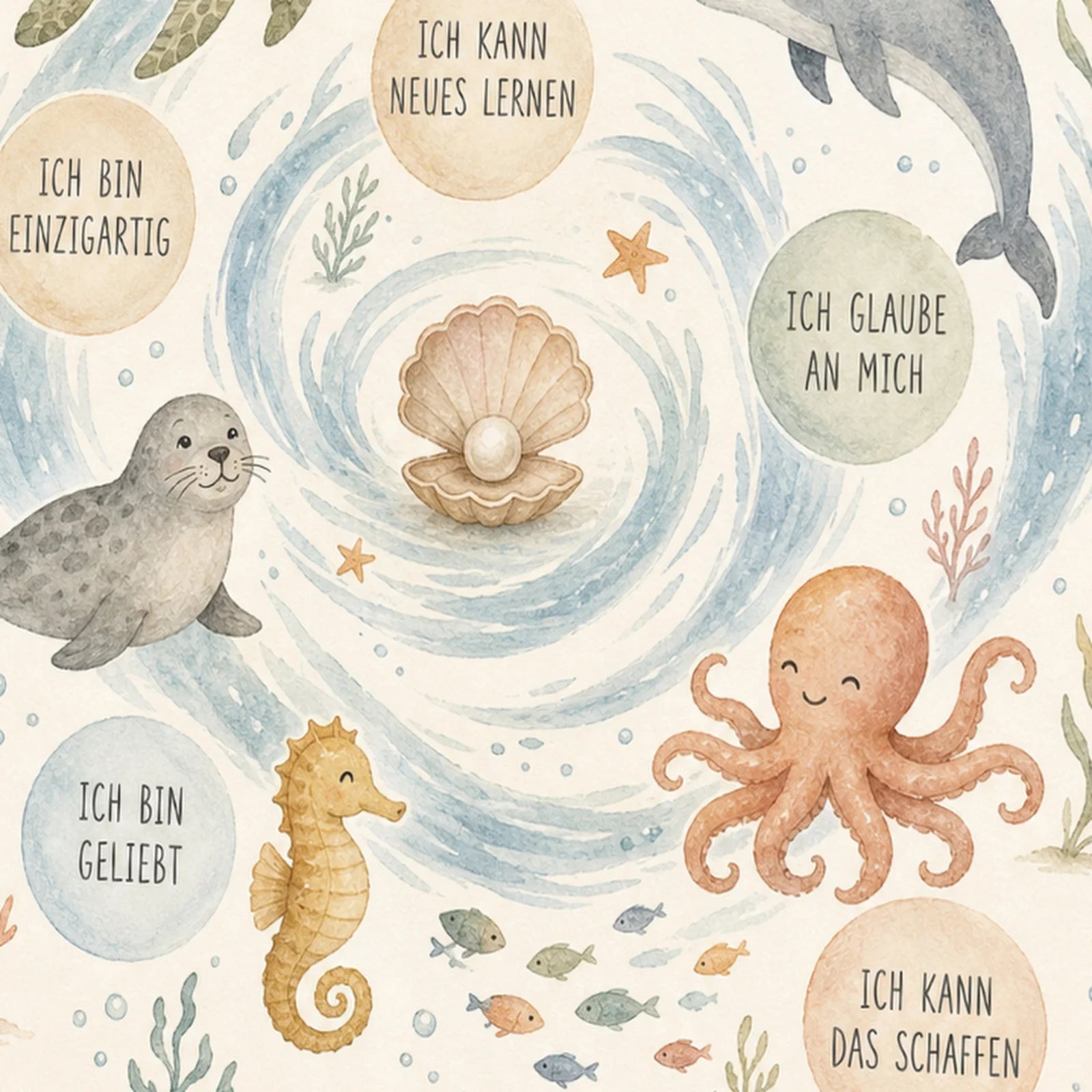 Affirmationsposter Kinderzimmer Meeres-StÀrken, als Wandbild im Format 30 x 40 cm