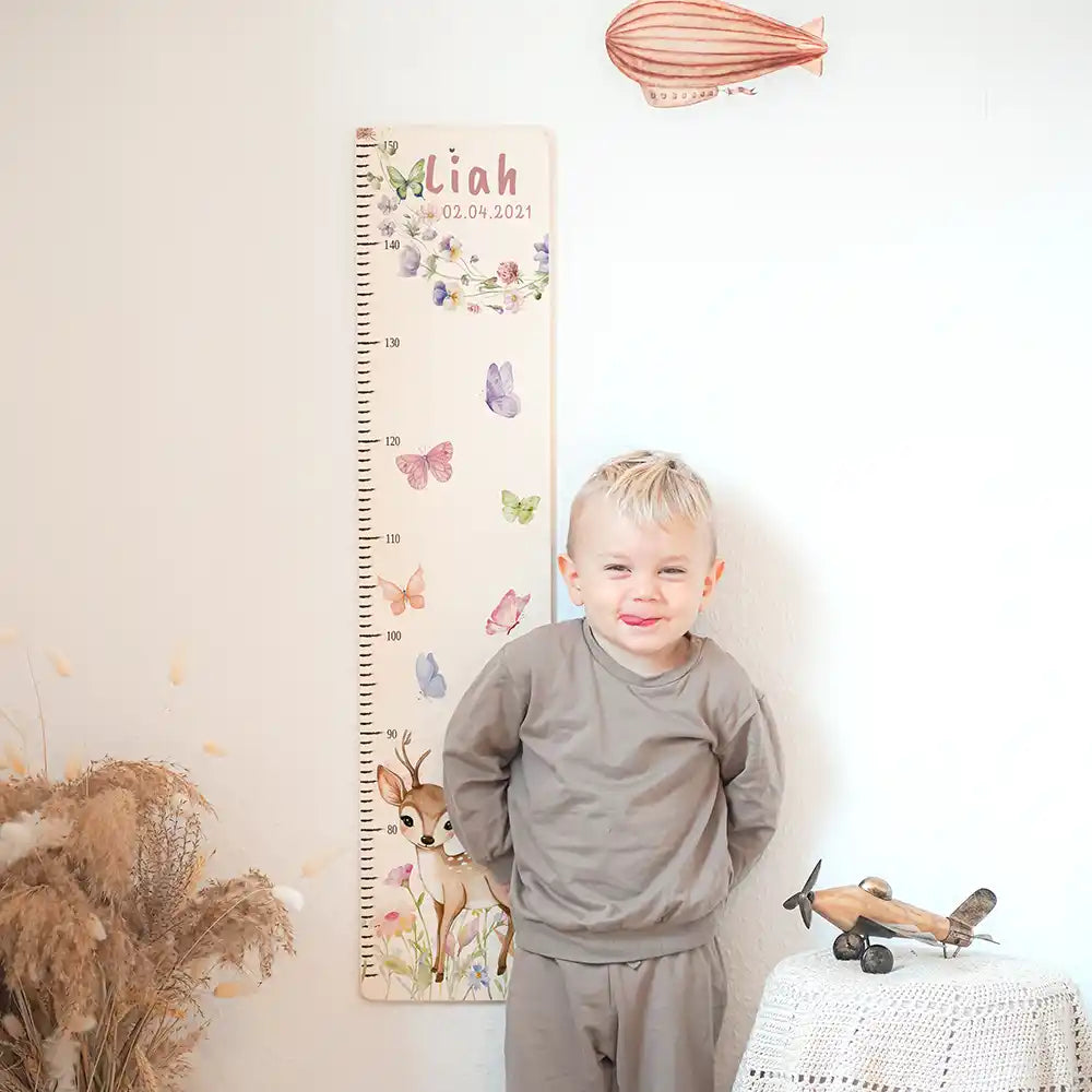 Messlatte Kinder Holz & Aluverbund - Baby Reh