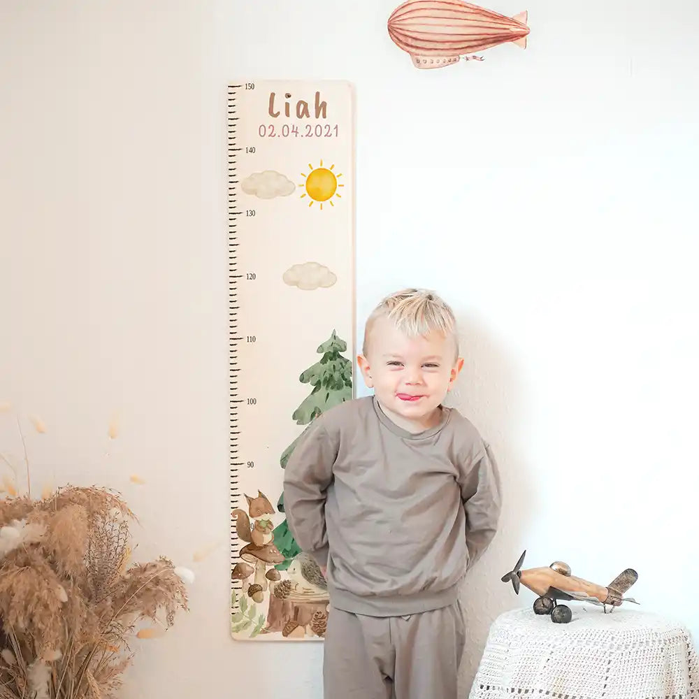 Messlatte Kinder Holz & Aluverbund - Waldtiere