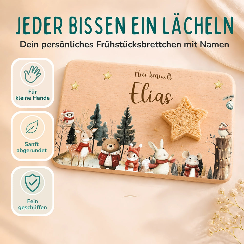 Frühstücksbrettchen Weihnachten im Winterwald - Geschenk Weihnachten