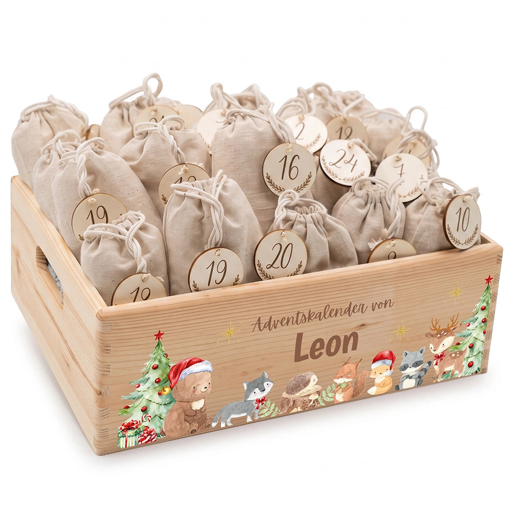 Personalisierter Adventskalender zum Befüllen - Niedliche Waldtiere
