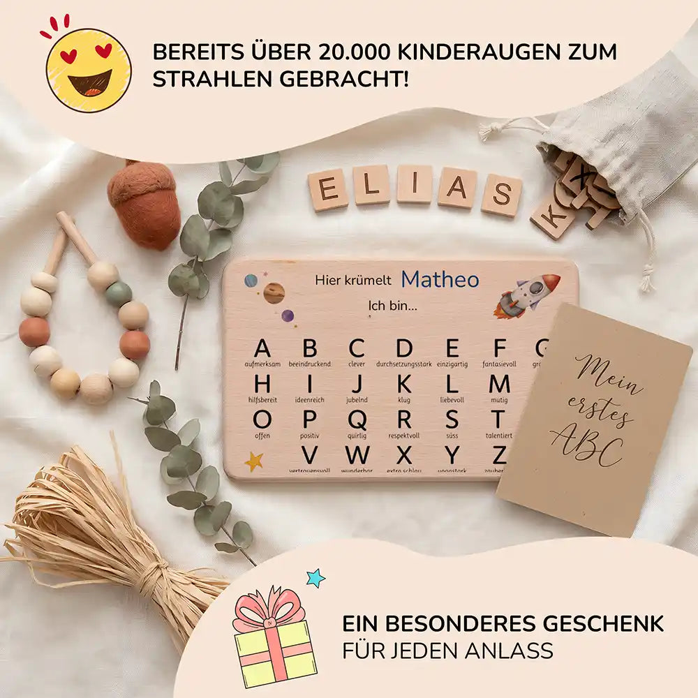 ABC Brettchen Kinder personalisiert Weltraum Rakete – Mein erstes ABC Lifestyle