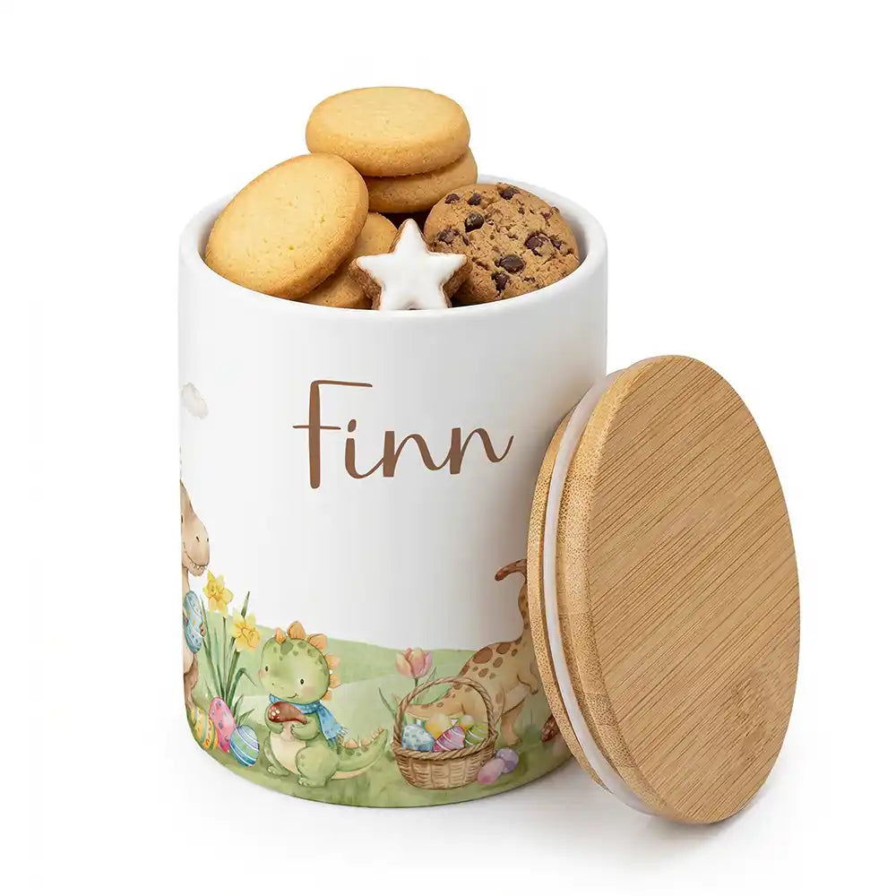 Keksdose, Zahnbürstenhalter, Stiftehalter - Dinos Ostern 2-in-1