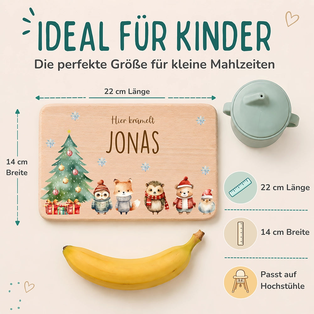 Frühstücksbrettchen Weihnachten mit Tierfreunden - Geschenk Weihnachten