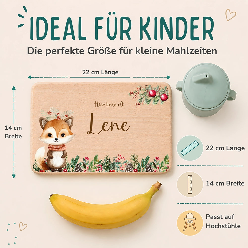 Frühstücksbrettchen Weihnachten mit süßem Fuchs - Geschenk Weihnachten