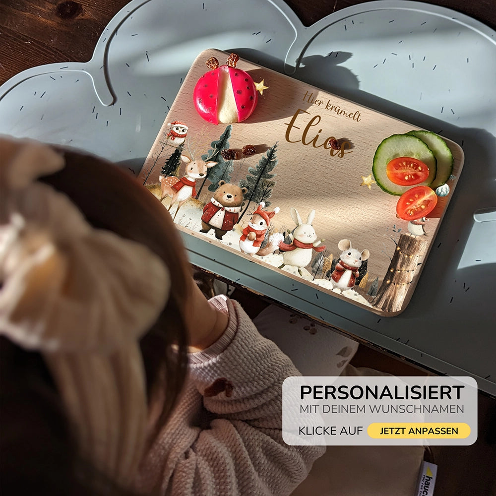 Frühstücksbrettchen Weihnachten im Winterwald - Geschenk Weihnachten