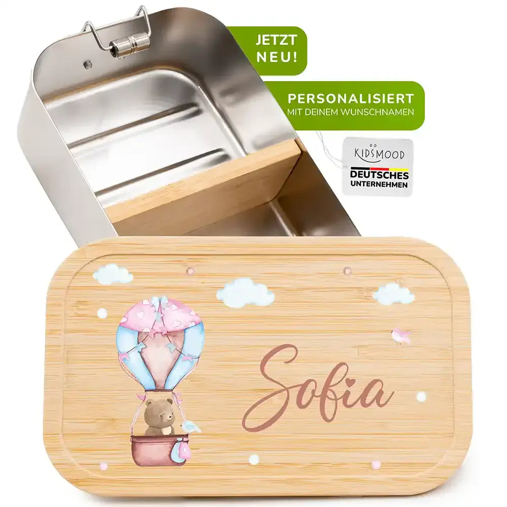 brotdose für kinder mit ballon bär gravur