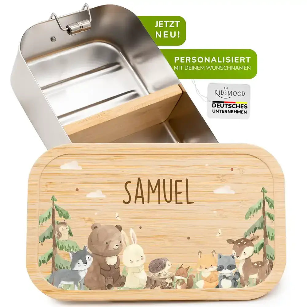 brotdose für kinder mit waldtiere gravur