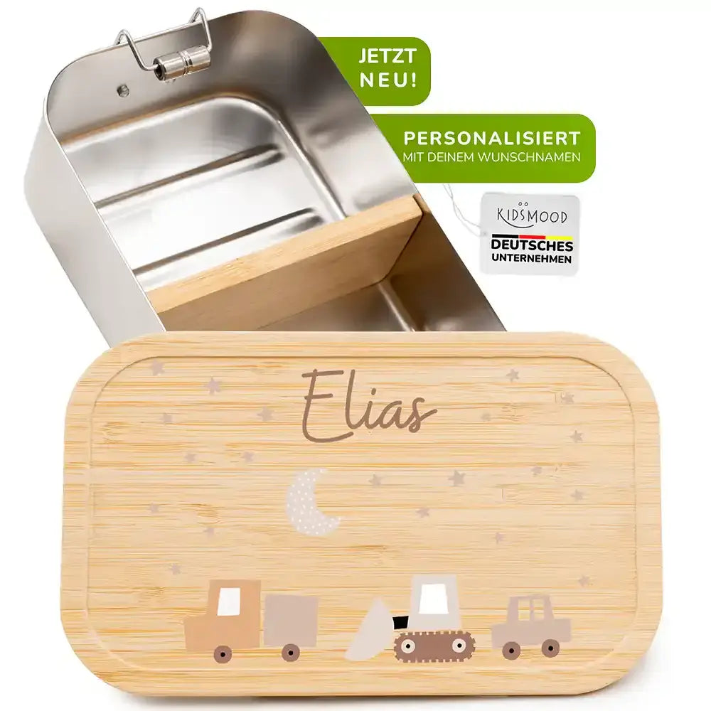 brotdose für kinder mit baustellen gravur