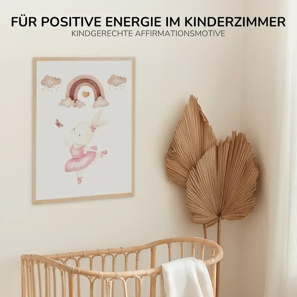 Poster 3er-Set - Häschen-Ballerina, Regenbogenspruch & Regenbogen fürs Kinderzimmer