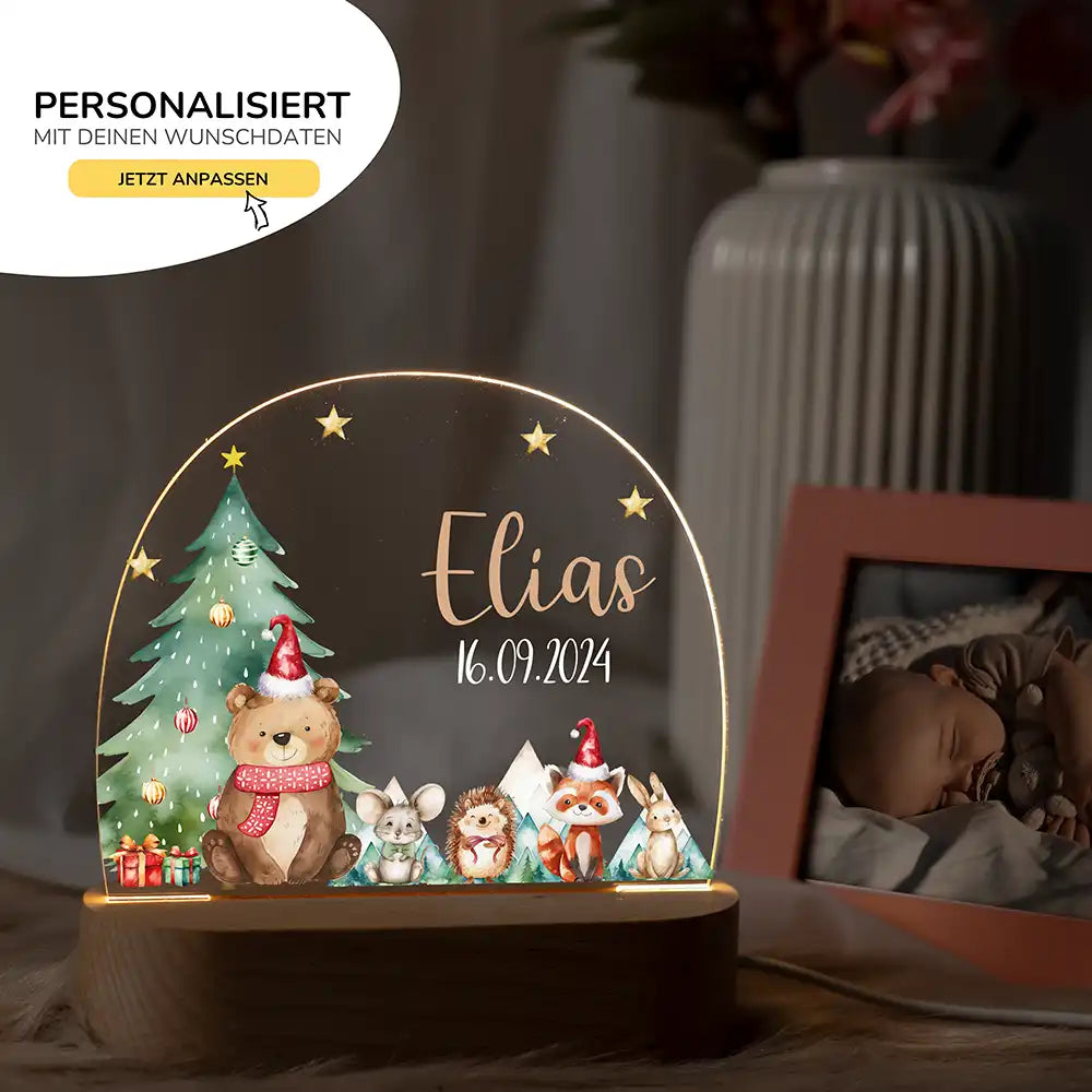 Nachtlicht Kinder personalisiert Weihnachten - Weihnachtsbär