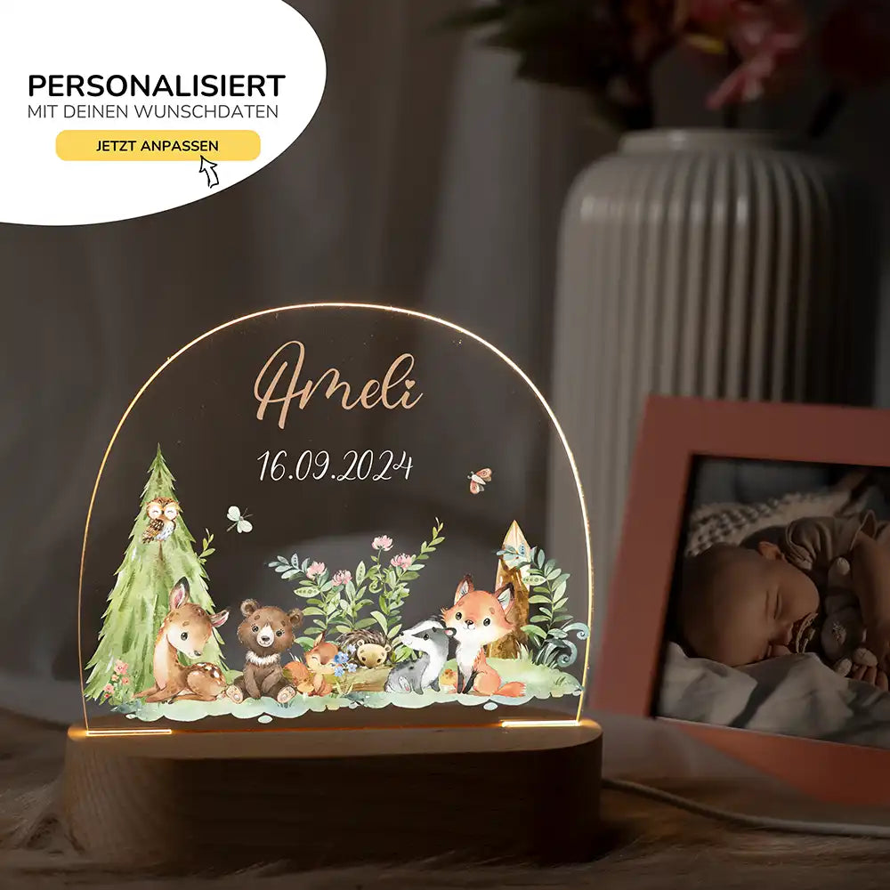 Nachtlicht Kinder personalisiert Weihnachten - Tierbande