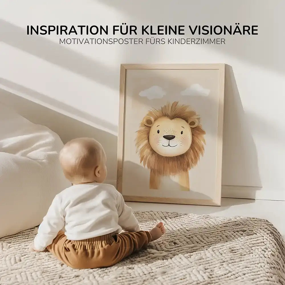 Poster 3er-Set - Löwe, Regenbogen & Selbstwert Affirmation fürs Kinderzimmer