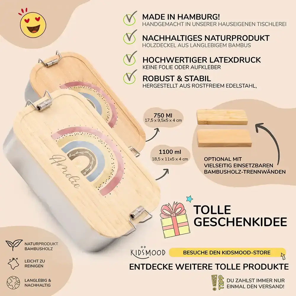 detailansicht der gravierten regenbogen motive auf brotdose