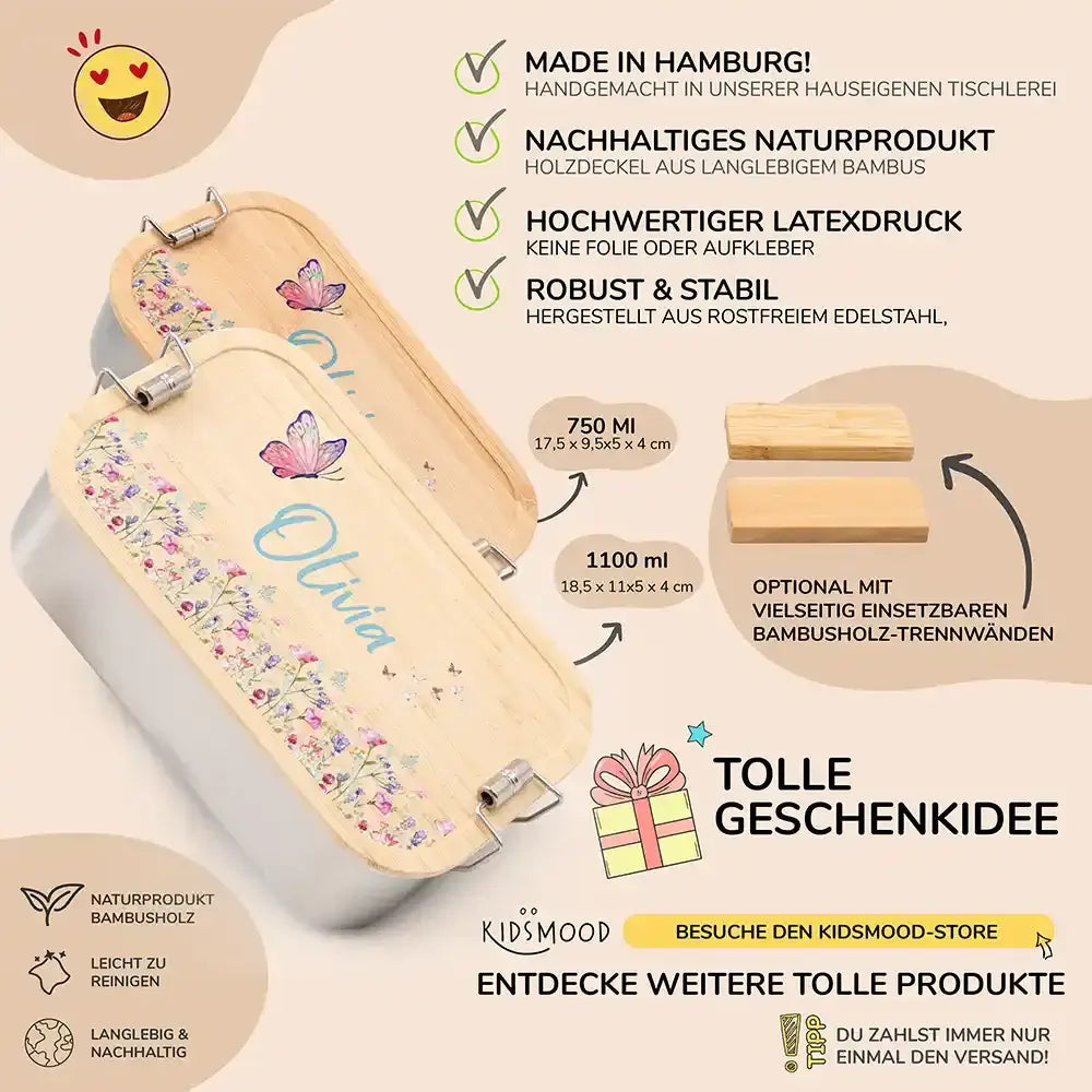 detailansicht der gravierten blumenpark motive auf brotdose